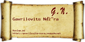 Gavrilovits Nóra névjegykártya
